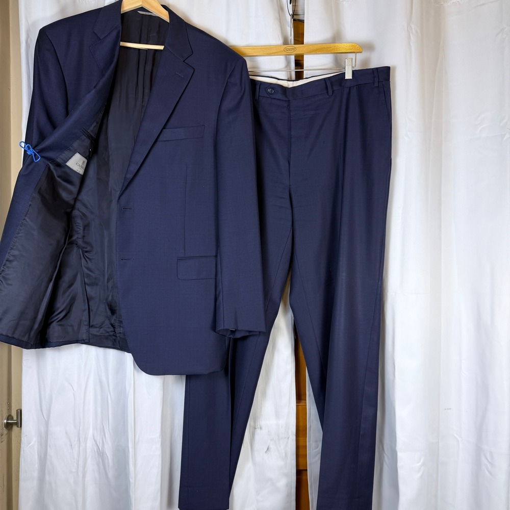 Canali 1934 Mens Blue Wool Windowpane Two Button Suit Made in Italy 1040
